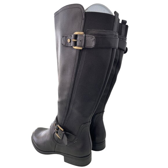 Naturalizer Jeana Riding Boots Size 6 Wide Calf Round Toe Black Leather Western - Picture 2 of 9